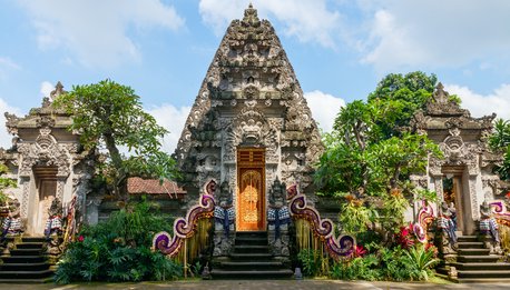 Puri Kantor, a Hindu temple in the center of Ubud, Bali, Indonesia
